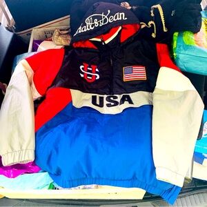 Stall & Dean USA Coat Jacket Hooded Sports American Flag 2XL